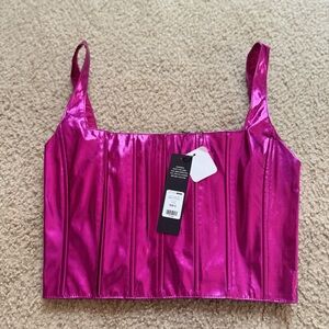 Shiny Pink Sleeveless Top
